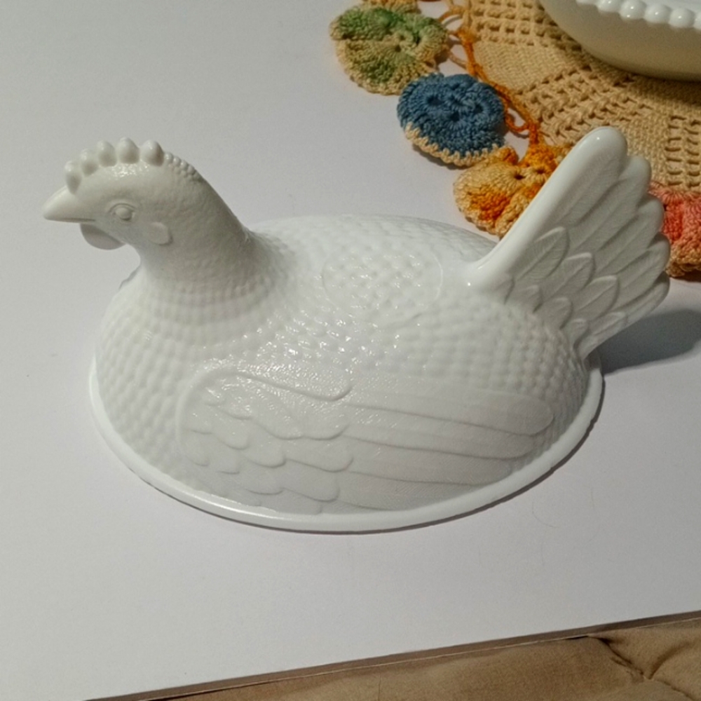 Vintage Indiana Glass Hen On Nest White MilkGlass - Picture 6 of 9